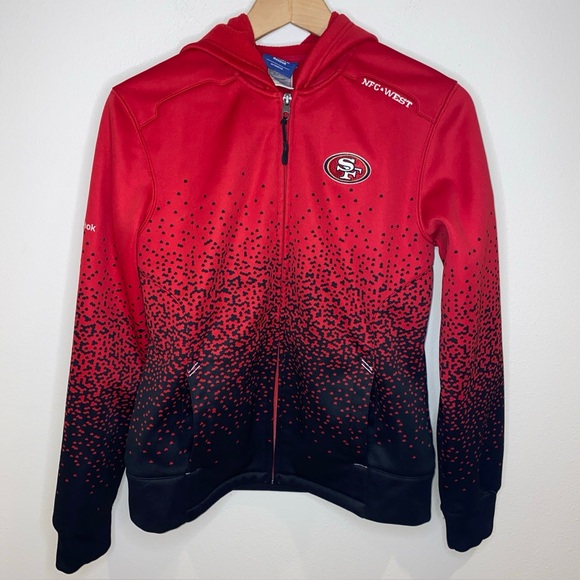 Reebok On Field San Francisco 49ers Full Zip Fleece Hoodie Red Black‎ Woman’s S - Picture 1 of 10
